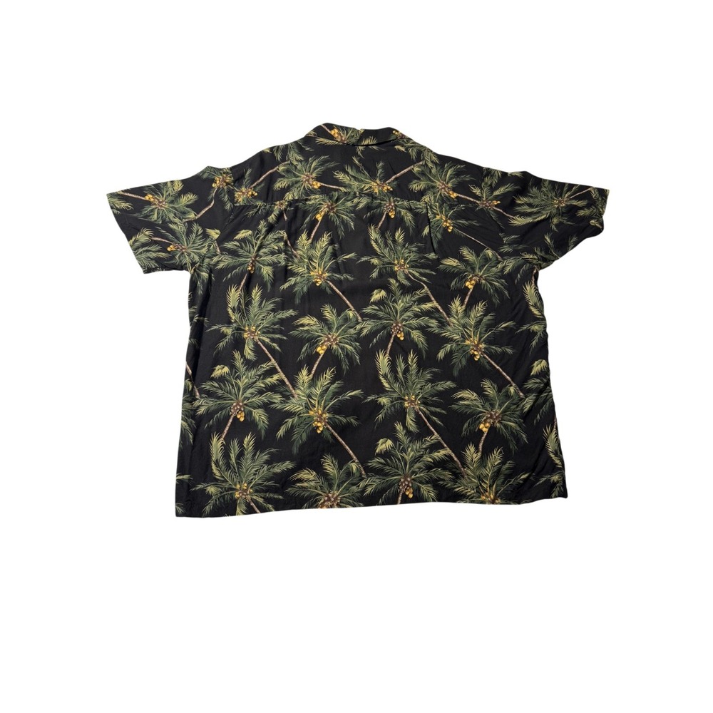 Vintage Paradise Found Hawaiian Shirt Mens Size Large Palm Trees Black Button Up